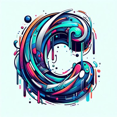Colorful abstract letter c design on light background