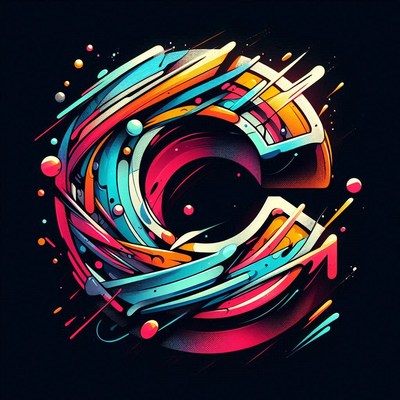 Colorful abstract design featuring letter c