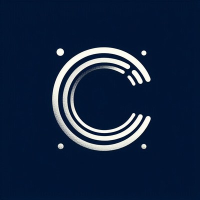 Abstract circular design featuring letter c in dark blue