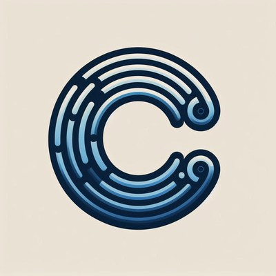 Curved labyrinthine design in deep blue on beige background