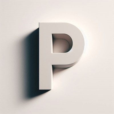 3d block letter p shadow on wall