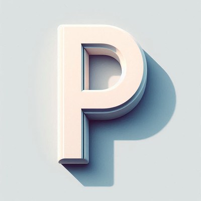 3d render of letter p with shadow effects