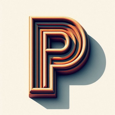 3d layered letter p design with shadow effect