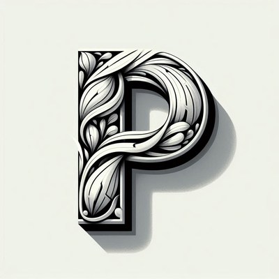 Intricate floral letter p design on light background