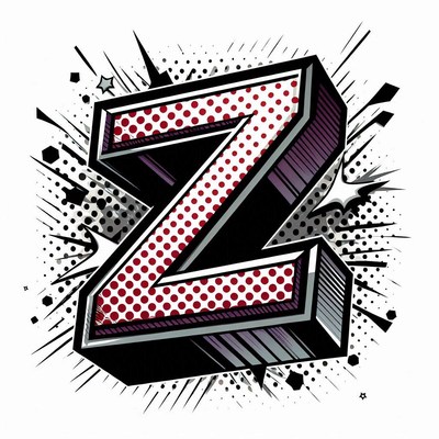 Bold 3d polka dot letter z against dynamic backdrop