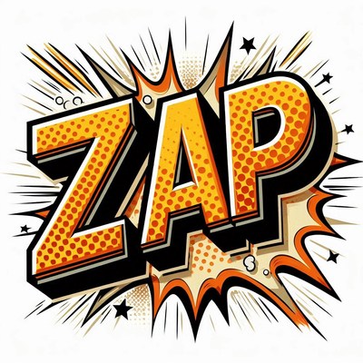Comic style zap cartoon graphic design element