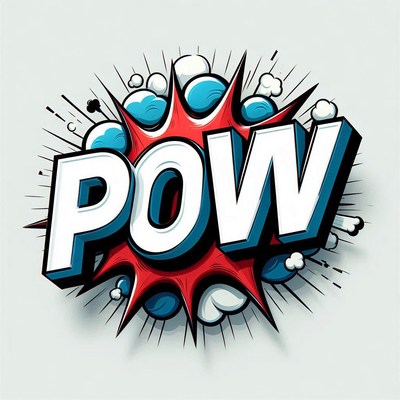 Comic style explosion graphic with pow text