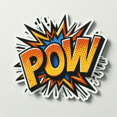 Comic style pow art with explosive design