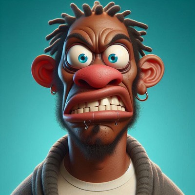 Cartoon character with angry expression and spiky hair