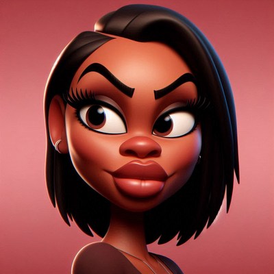 Elegant cartoon portrait of a young woman