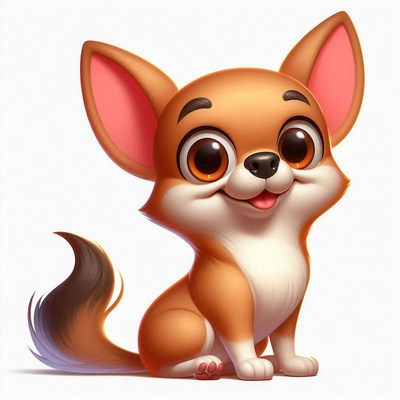 Cute cartoon chihuahua sitting with a playful expression