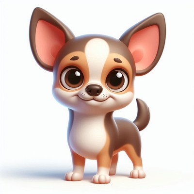 Cute cartoon chihuahua standing cheerfully