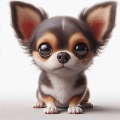 Cute chihuahua puppy sitting on a plain background