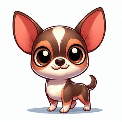 Cute cartoon chihuahua with big eyes and perky ears