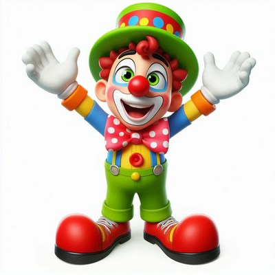 Colorful cartoon clown welcoming with open arms