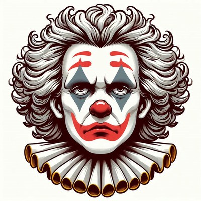 Vintage clown portrait with dramatic expressions