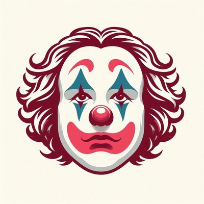 Vintage clown face illustration with colorful details