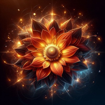 Vibrant abstract flower bloom with golden center