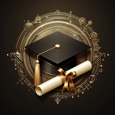 Graduation cap and diploma with decorative elements
