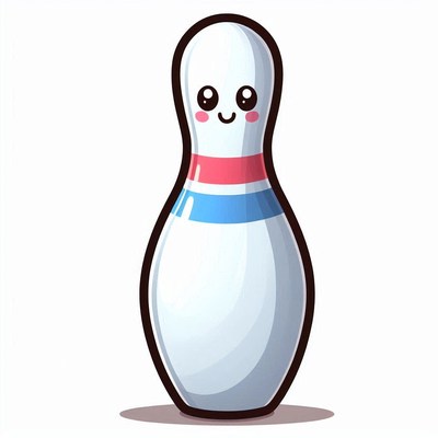Cute cartoon bowling pin character with playful expression