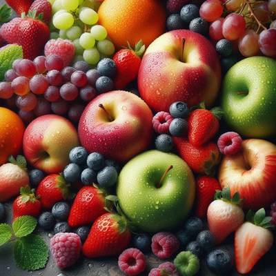 Fresh assortment of colorful fruits on a table