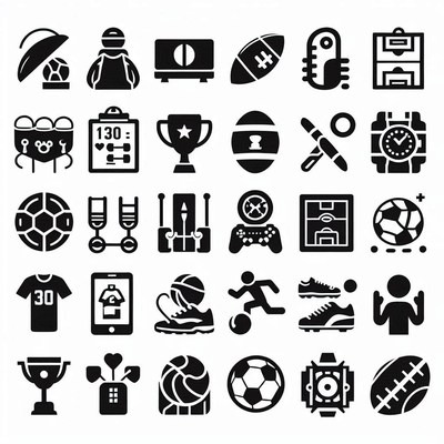 Soccer icons and symbols representing sports activities