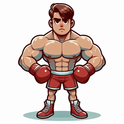 Cartoon boxer displaying strength and determination