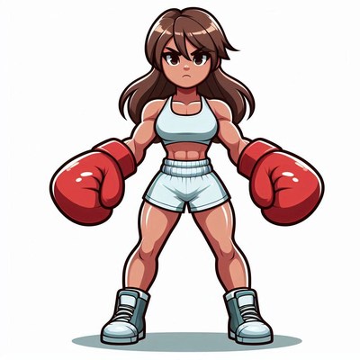 Confident boxer character in red gloves