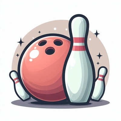 Bowling ball and pins illustrating fun game night