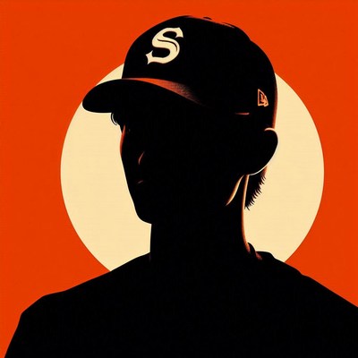 Silhouette of a young athlete against an orange background