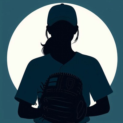 Athlete holding baseball glove against moonlit background