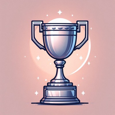Silver trophy with sparkles against soft background