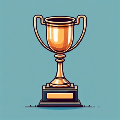 Golden trophy on simple background