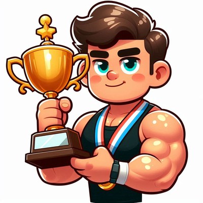 Young athlete celebrating victory with trophy