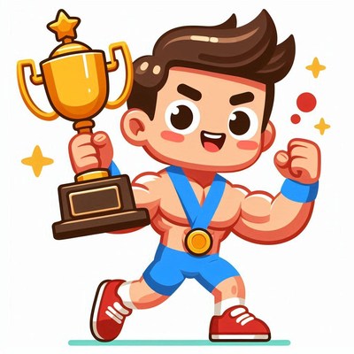 Young athlete celebrates victory with trophy