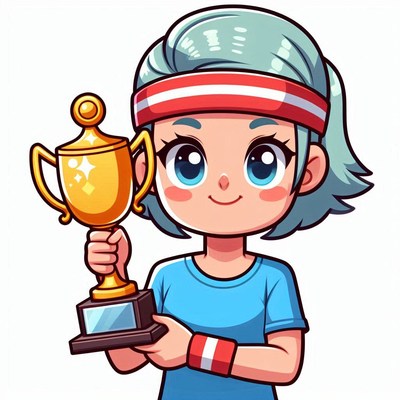 Young athlete holding trophy in sports apparel