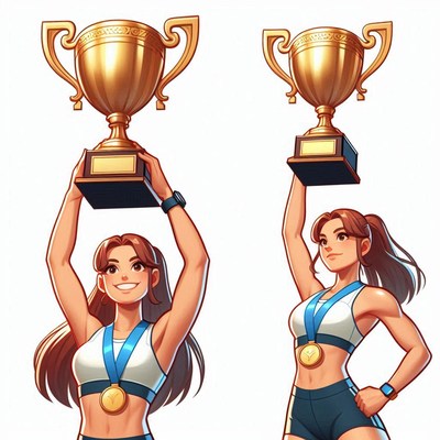 Celebrating victory at a sports competition ceremony