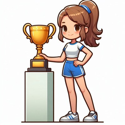 Young athlete celebrating victory with trophy