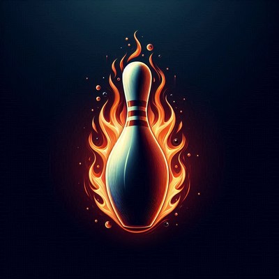 Flaming bowling pin in dramatic dark background