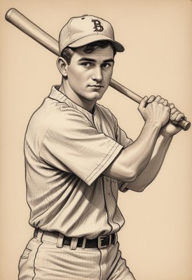 Young baseball player holding bat ready to swing
