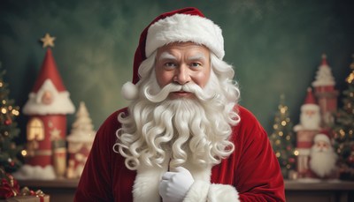 Santa claus smiling in a festive holiday setting