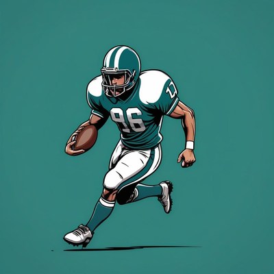 Running back dashes past opponents on the field