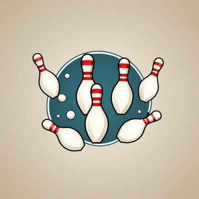 Bowling pins striking down in a retro design