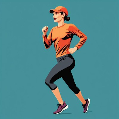 Motivated runner in orange gear jogging outdoors