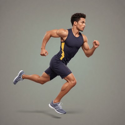 Athletic young man running in sports gear