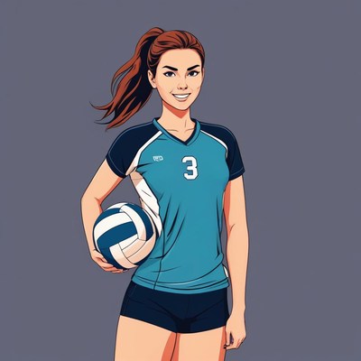Young female volleyball player holding a ball