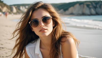 Young woman enjoying sunny day at the beach