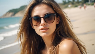 Young woman enjoying a sunny day at the beach