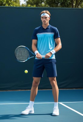 Young tennis player practicing forehand on outdoor court