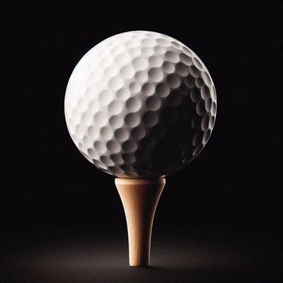 Golf ball on tee with dramatic lighting